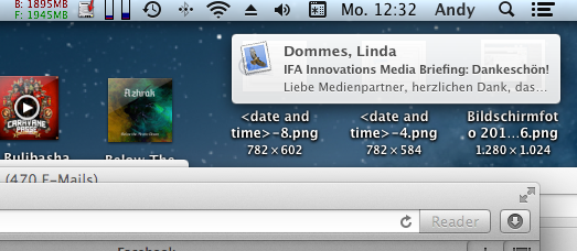 Popup einer angekommen E-Mail.
